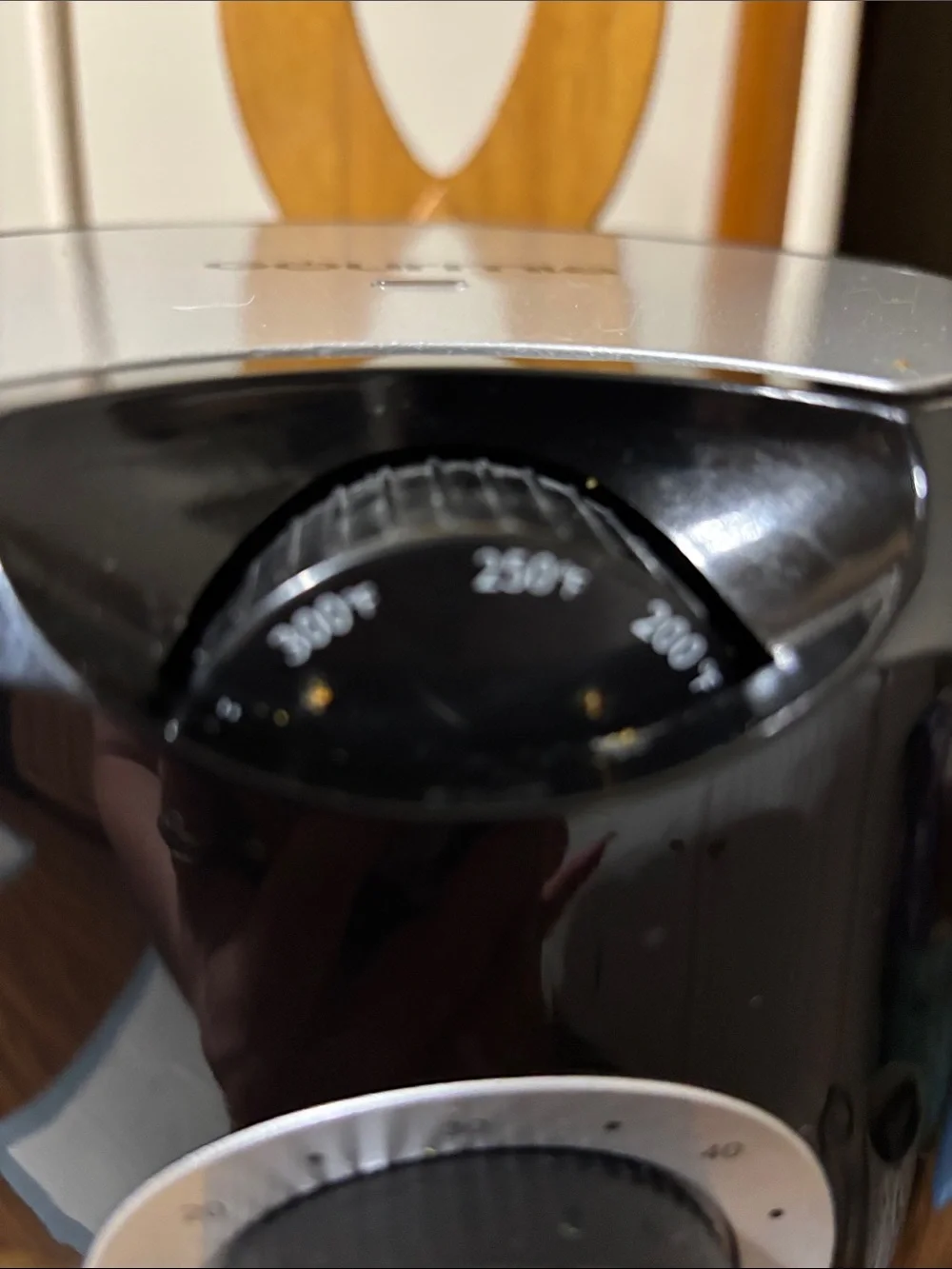 Black Air Fryer with Silver Dial and Handle - Compact Countertop Cooker